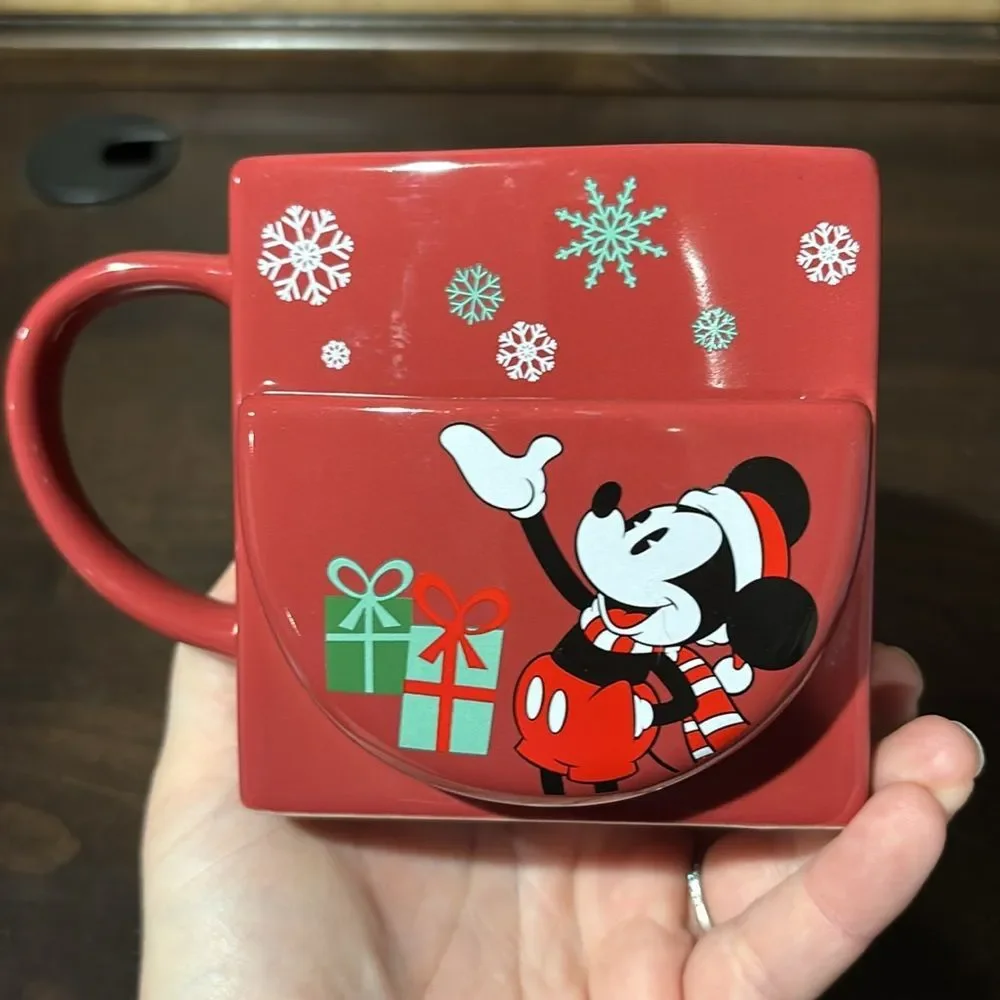 Disney Mickey Mouse Holiday MugCookie or Gift Holder Slot 16 Ounces